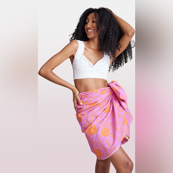 Other - Liberty & Justice Floral Swim Cover-Up Sarong Wrap Skirt, Pink & Orange